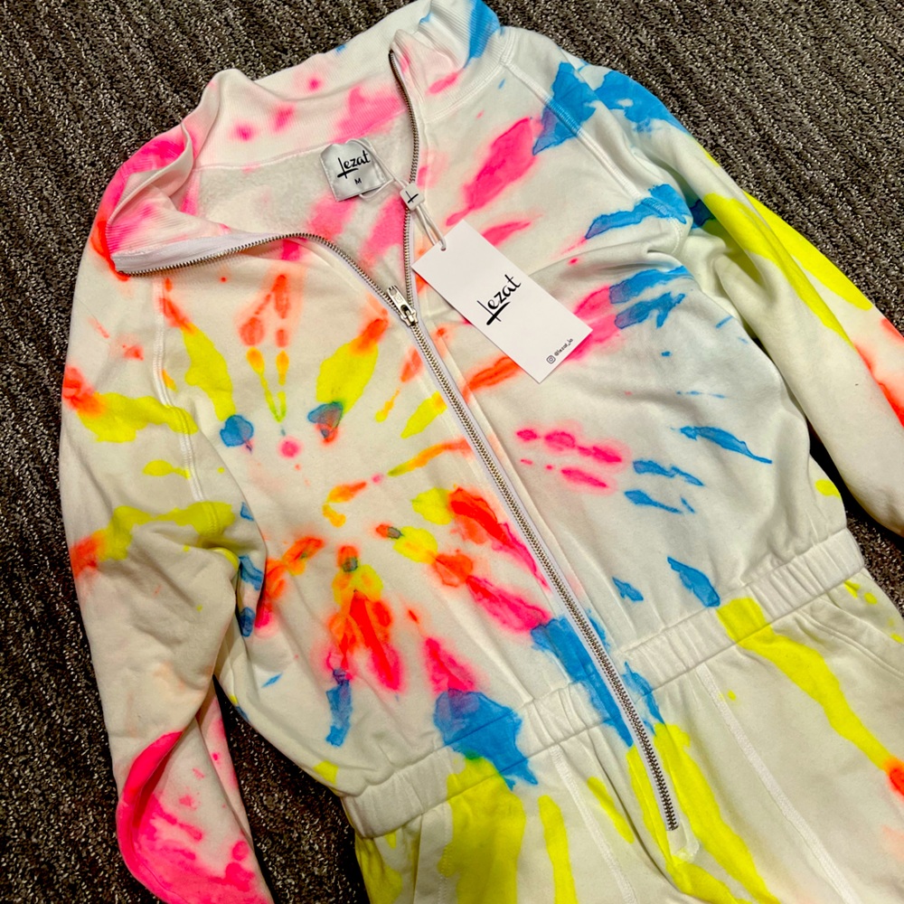 Lezat Neon Tie Dye Softest Comfiest Ever Jumpsuit - M